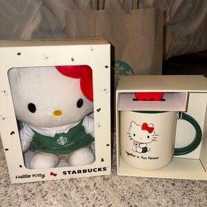 Starbucks Hello Kitty Plush and Mug Set with Red Accents